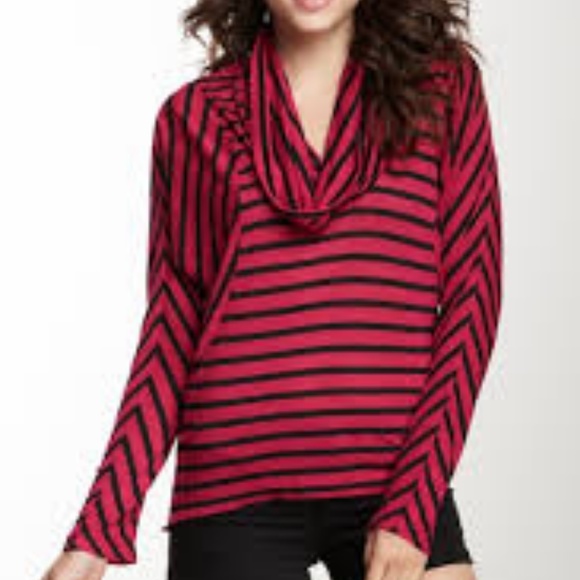 Splendid Cowl Neck Long‎ Sleeve Top Striped 58 - Picture 1 of 6